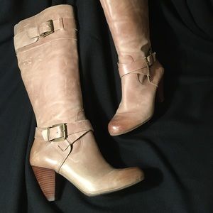 Leather Heeled Rustic Taupe Boots Sz8 - Arturo Chiang